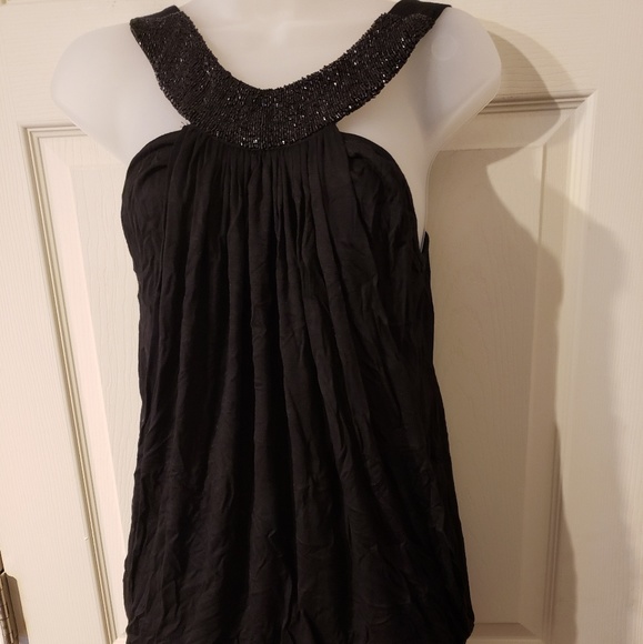 Urbanvibe Tops - Urbanvibe Black Embellished Tank Blouse Large